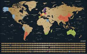 idée cadeau pour les voyageurs une carte du monde à grater