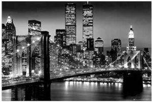 poster cadeau qui rappel le voyage: le pont de Brocklyn à newyork la nuit