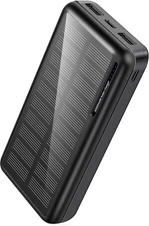 Chargeur portable avec paneau solaire pour la randonnée - chargeur noir